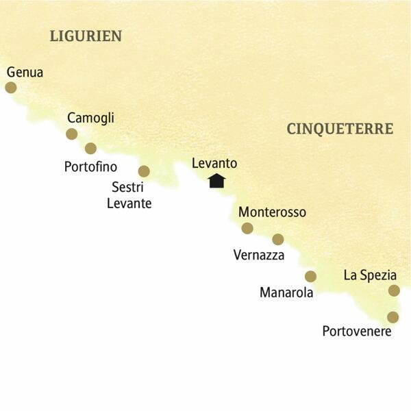 Wir besuchen auf dieser smart&small-Reise in kleiner Gruppe die schönsten Orte der ligurischen Levanteküste, wie z.B. Levanto, Monterosso, Manarola und La Spezia.