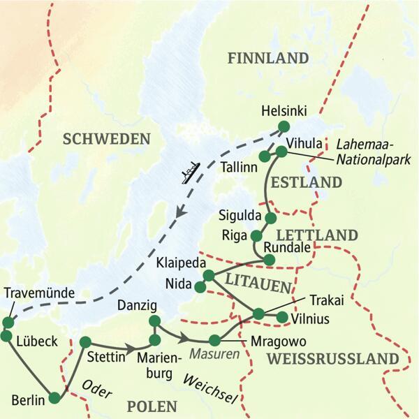 Abwechslung ist hier Programm: Erleben Sie Polen, Litauen, Lettland und Estland. Dazu einen Aufenthalt in Helsinki - alles auf einer 17-tägigen Studienreise, per Komfortbus ab Berlin.