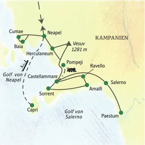 Auf unserer Klassik-Studienreise erleben Sie die Region Kampanien mit dem Golf von Neapel, Pompeji und Paestum umfassend.