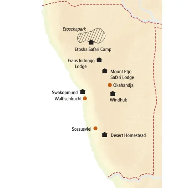 Mit Studiosus in kleiner Gruppe nach Namibia - zu den Dünen der Namib und auf Safari im Etoschapark.