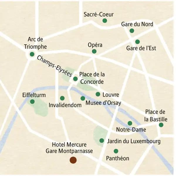 Vom Hotel Mercure Gare Montparnasse aus entdecken wir auf unserer Familien-Studienreise per Bus, Boot, Metro und auf kurzweiligen Spaziergängen gemeinsam mit unserer Studiosus-Reiseleitung die wichtigsten Sehenswürdigkeiten von Paris.