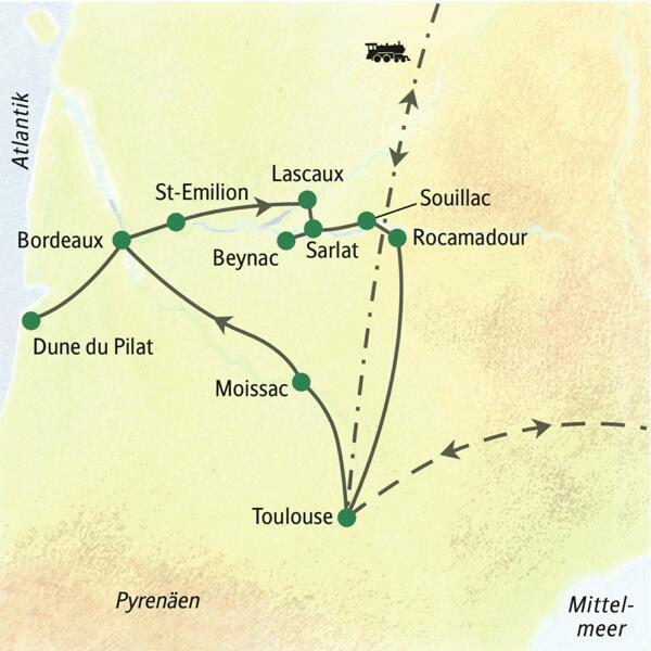 Eine zehntägige Studienreise voller kultureller Höhepunkte von Bordeaux ins Périgord und nach Toulouse. Den Zauber des Südens mit vollem Herzen genießen!