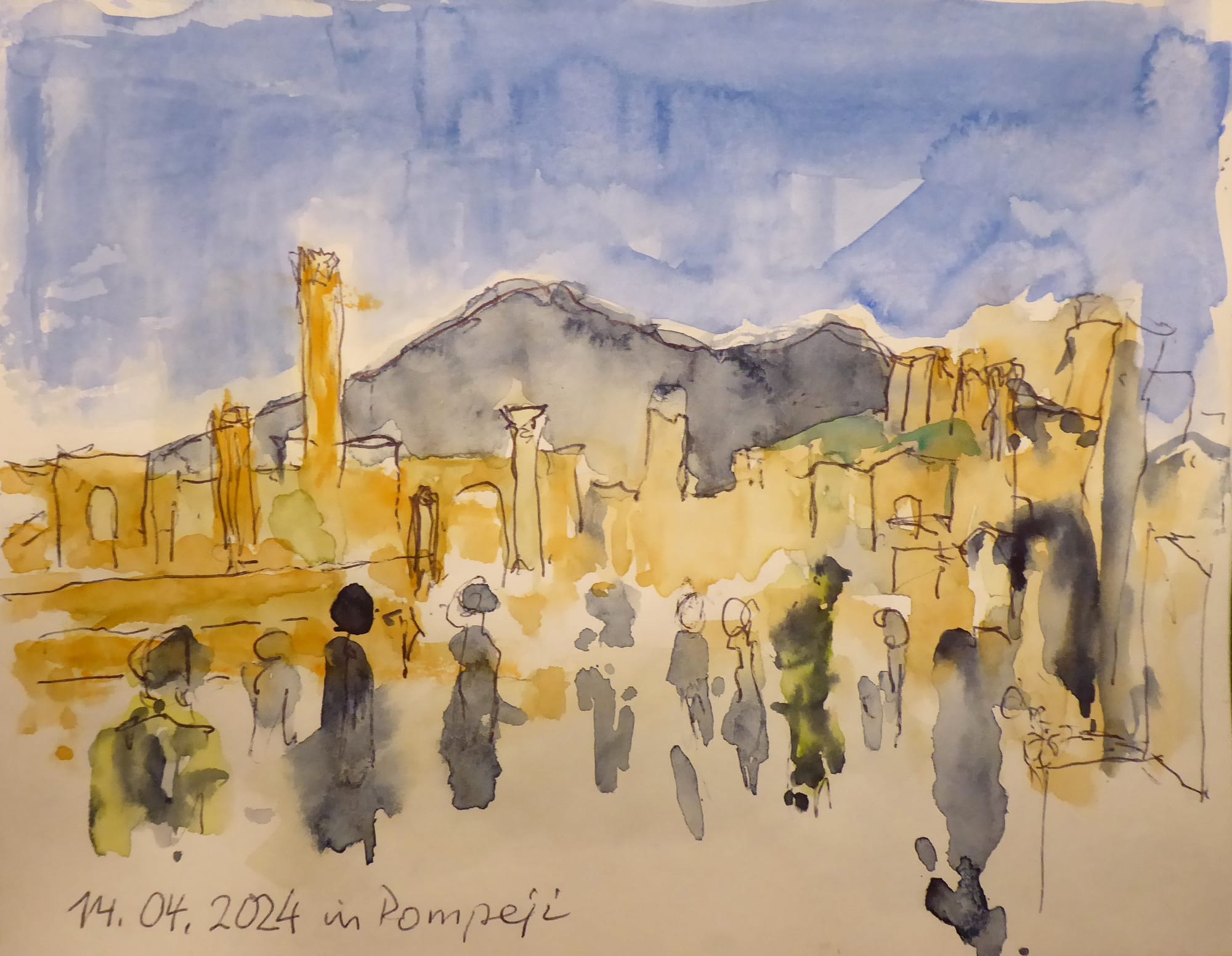 Aquarell von Pompeji in Italien